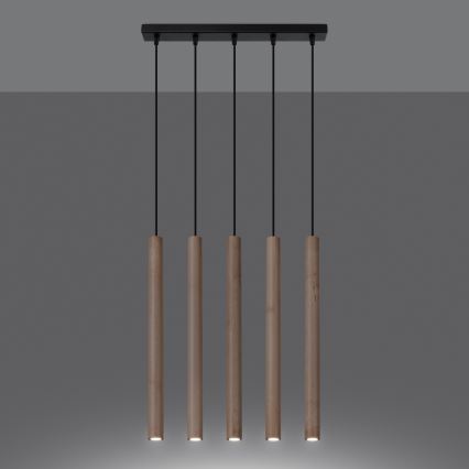 Lámpara colgante PASTELO 5xG9/8W/230V madera