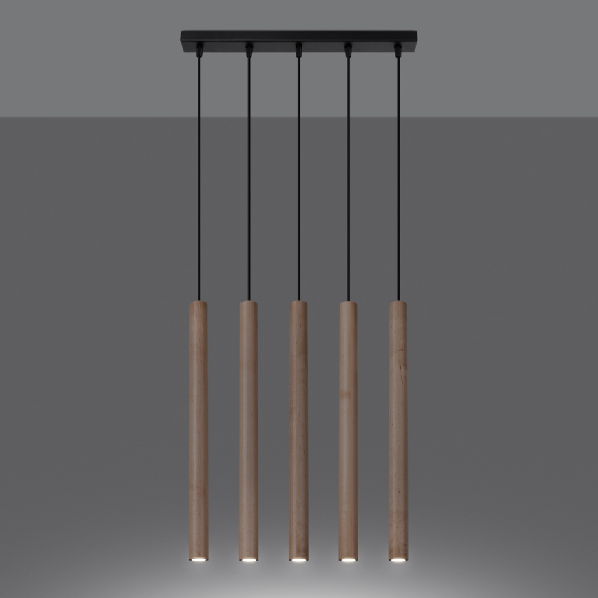 Lámpara colgante PASTELO 5xG9/8W/230V madera