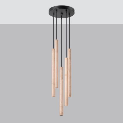 Lámpara colgante PASTELO 5xG9/8W/230V haya