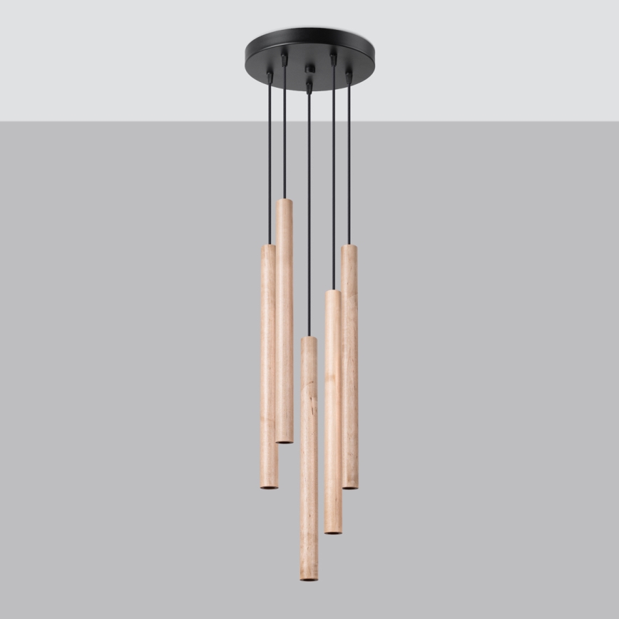 Lámpara colgante PASTELO 5xG9/8W/230V haya