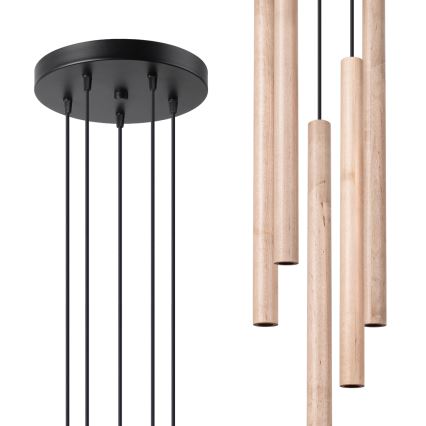 Lámpara colgante PASTELO 5xG9/8W/230V haya