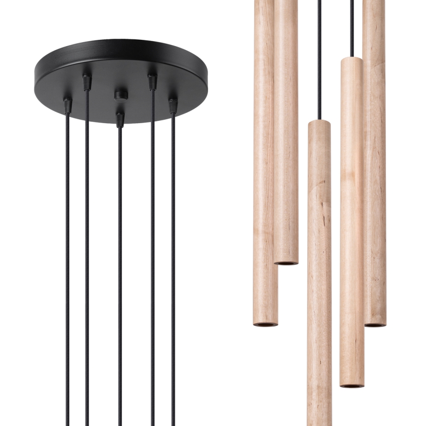 Lámpara colgante PASTELO 5xG9/8W/230V haya