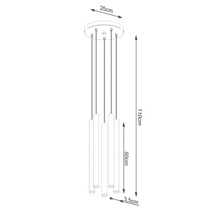 Lámpara colgante PASTELO 5xG9/8W/230V haya