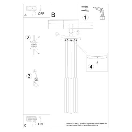 Lámpara colgante PASTELO 5xG9/8W/230V haya