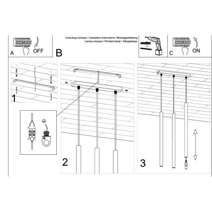 Lámpara colgante PASTELO 3xG9/8W/230V concreto
