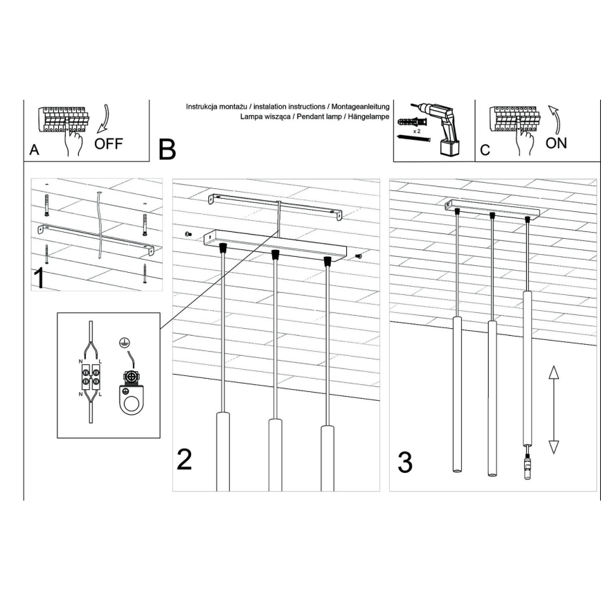 Lámpara colgante PASTELO 3xG9/8W/230V concreto