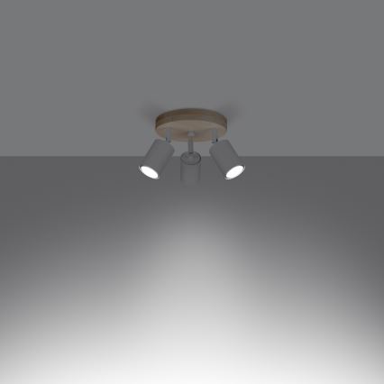 Foco VERDO 3xGU10/10W/230V blanco/haya
