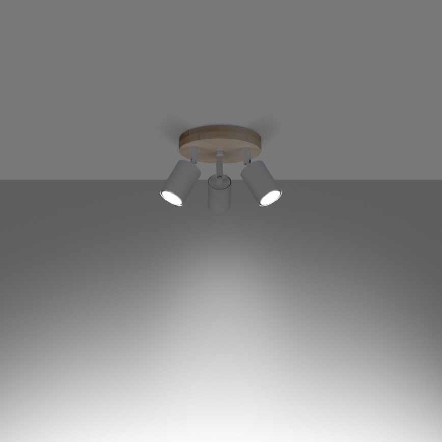 Foco VERDO 3xGU10/10W/230V blanco/haya