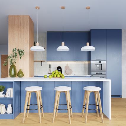 Lámpara colgante FANO 1xE27/15W/230V diá. 34 cm blanco