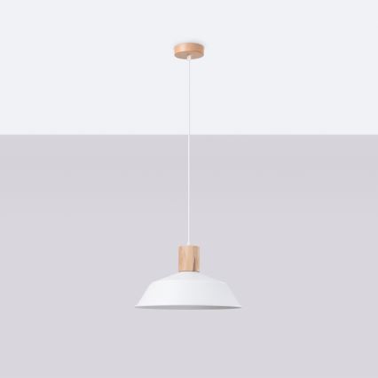Lámpara colgante FANO 1xE27/15W/230V diá. 34 cm blanco