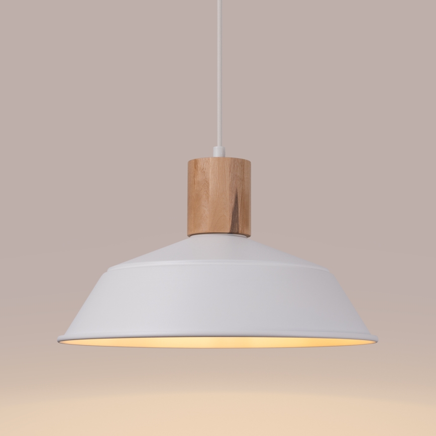 Lámpara colgante FANO 1xE27/15W/230V diá. 34 cm blanco