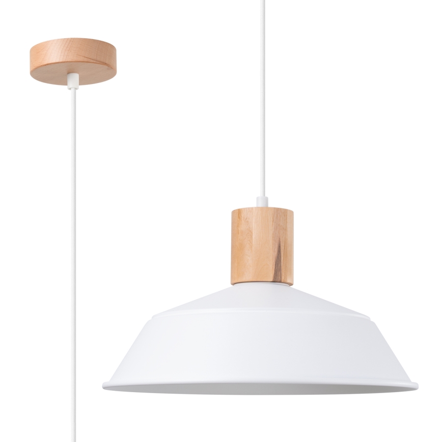 Lámpara colgante FANO 1xE27/15W/230V diá. 34 cm blanco