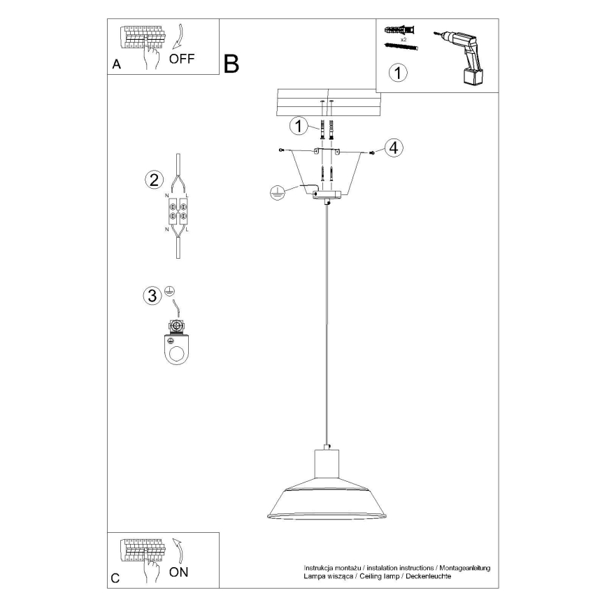 Lámpara colgante FANO 1xE27/15W/230V diá. 34 cm blanco