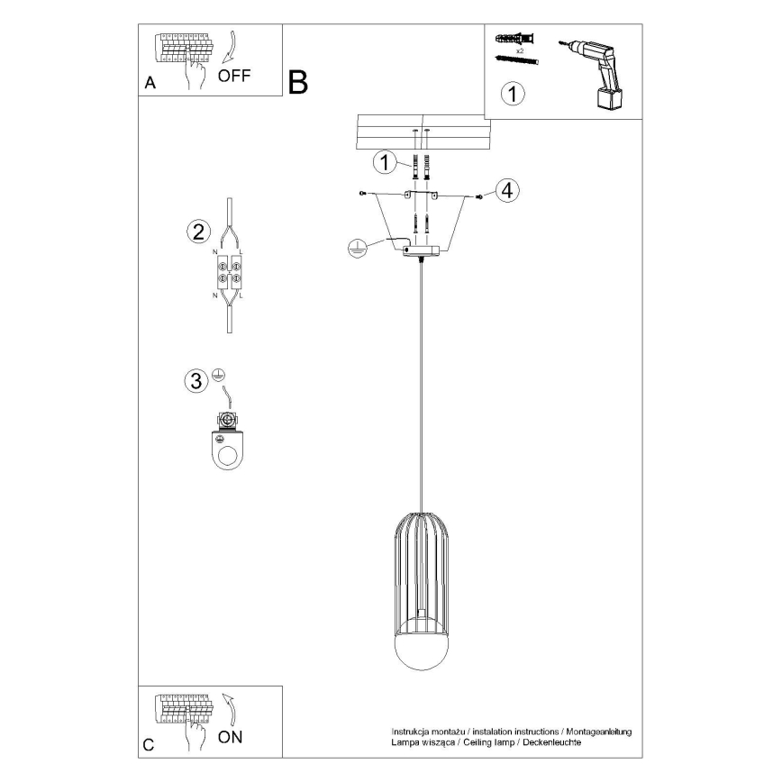 Lámpara colgante BRINA 1xG9/8W/230V negro