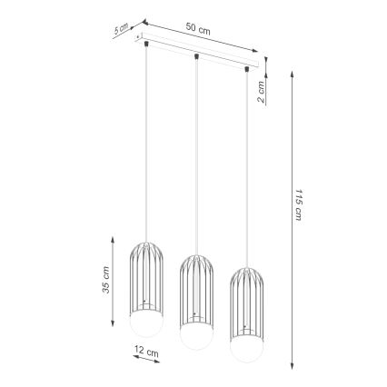 Lámpara colgante BRINA 3xG9/8W/230V blanco