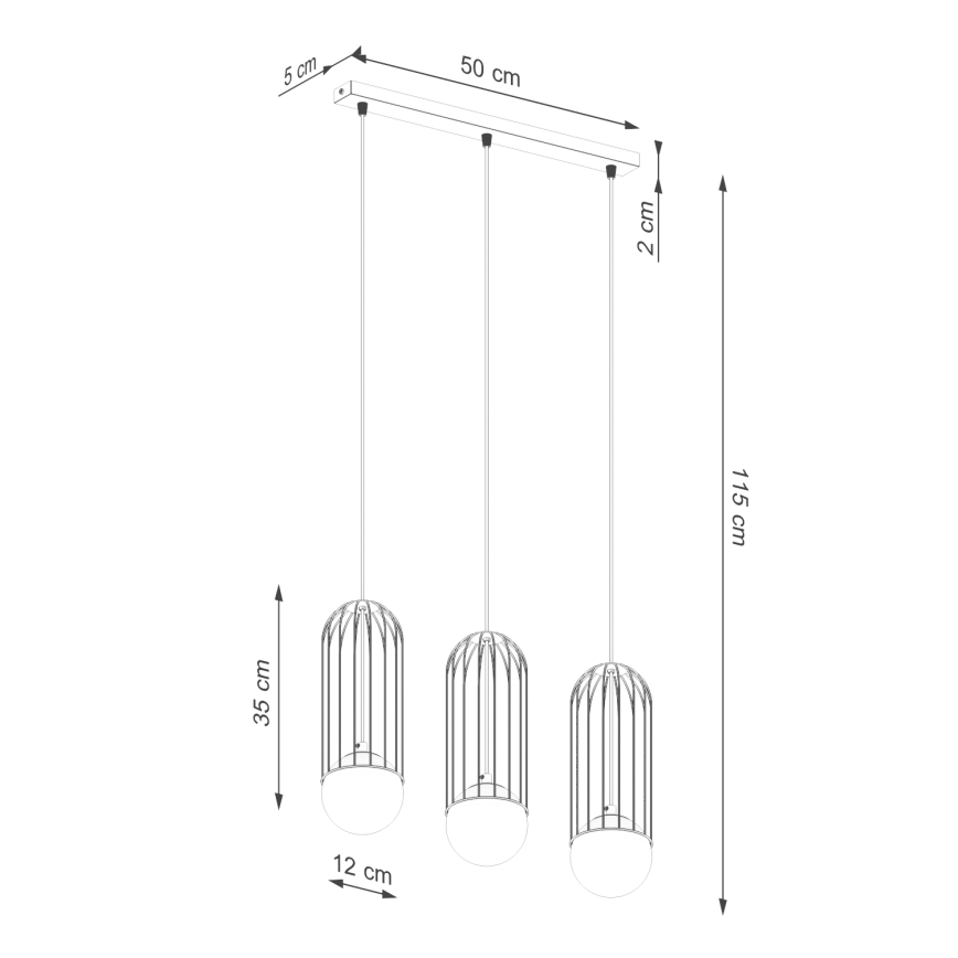 Lámpara colgante BRINA 3xG9/8W/230V blanco