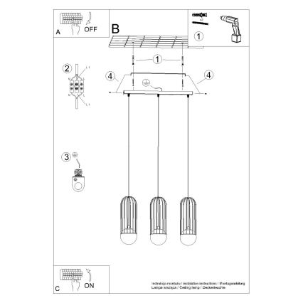 Lámpara colgante BRINA 3xG9/8W/230V blanco
