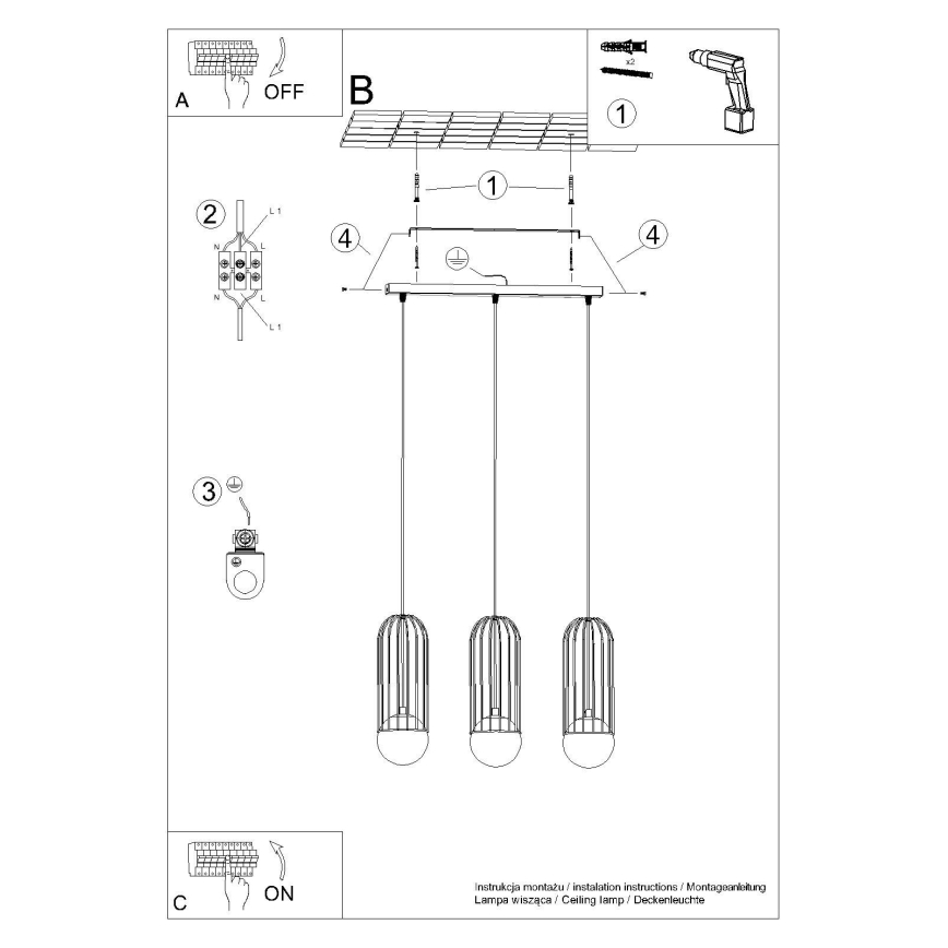 Lámpara colgante BRINA 3xG9/8W/230V blanco