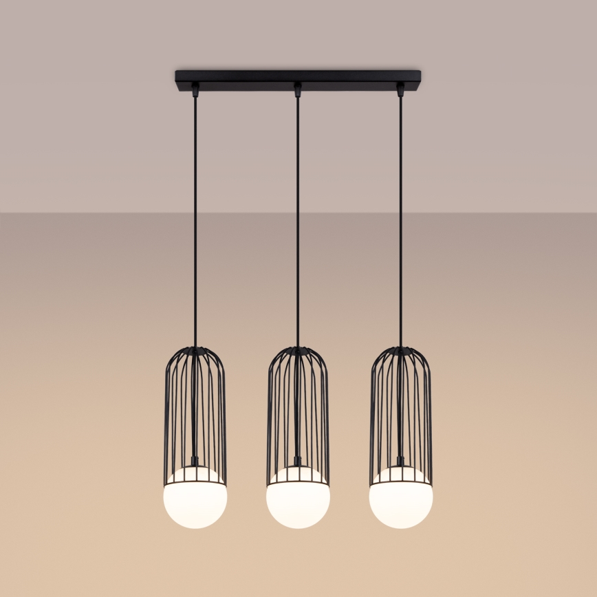 Lámpara colgante BRINA 3xG9/8W/230V negro