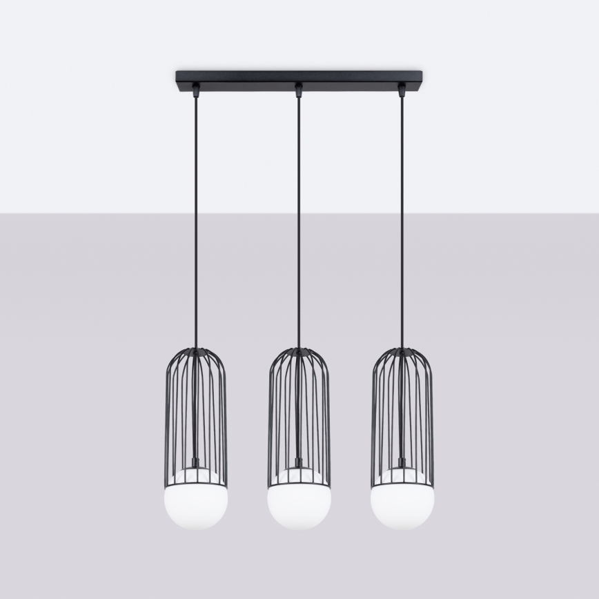 Lámpara colgante BRINA 3xG9/8W/230V negro