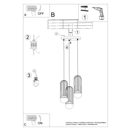 Lámpara colgante BRINA 3xG9/8W/230V blanco
