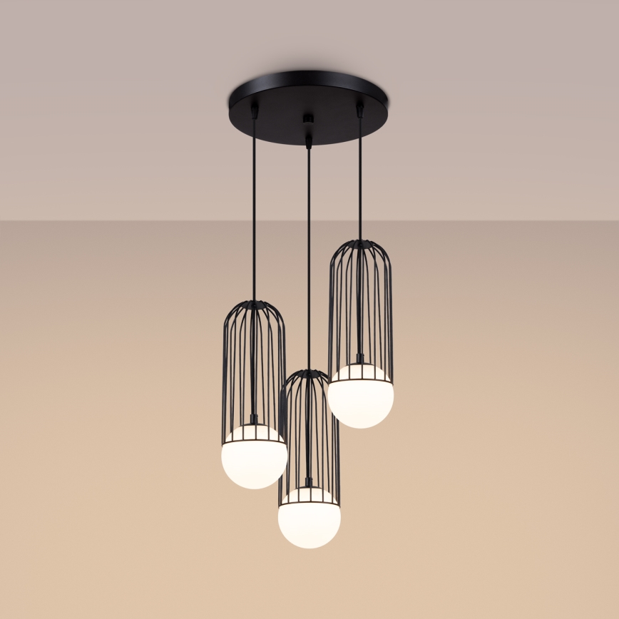 Lámpara colgante BRINA 3xG9/8W/230V negro