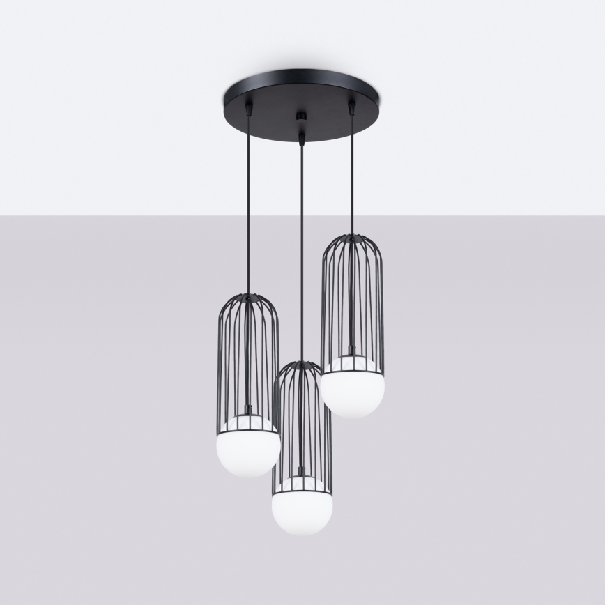 Lámpara colgante BRINA 3xG9/8W/230V negro