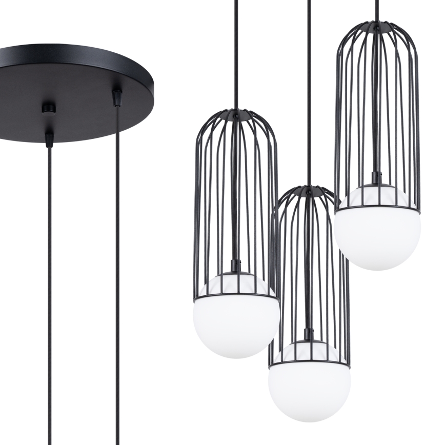 Lámpara colgante BRINA 3xG9/8W/230V negro