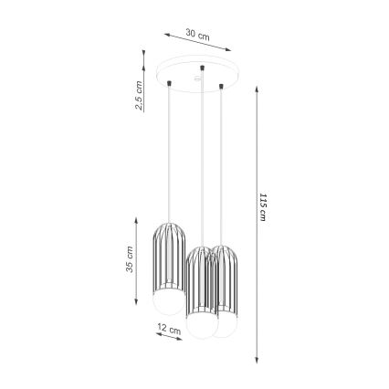 Lámpara colgante BRINA 3xG9/8W/230V negro