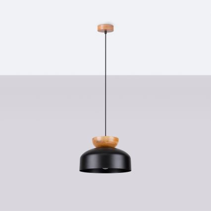 Lámpara colgante MARION 1xE27/15W/230V diá. 29,5 cm negro