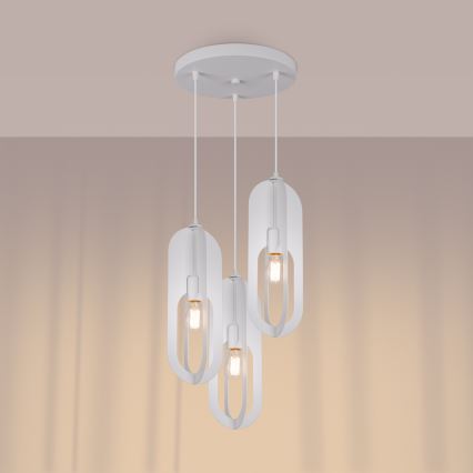 Lámpara colgante NICUS 3xE27/15W/230V blanco