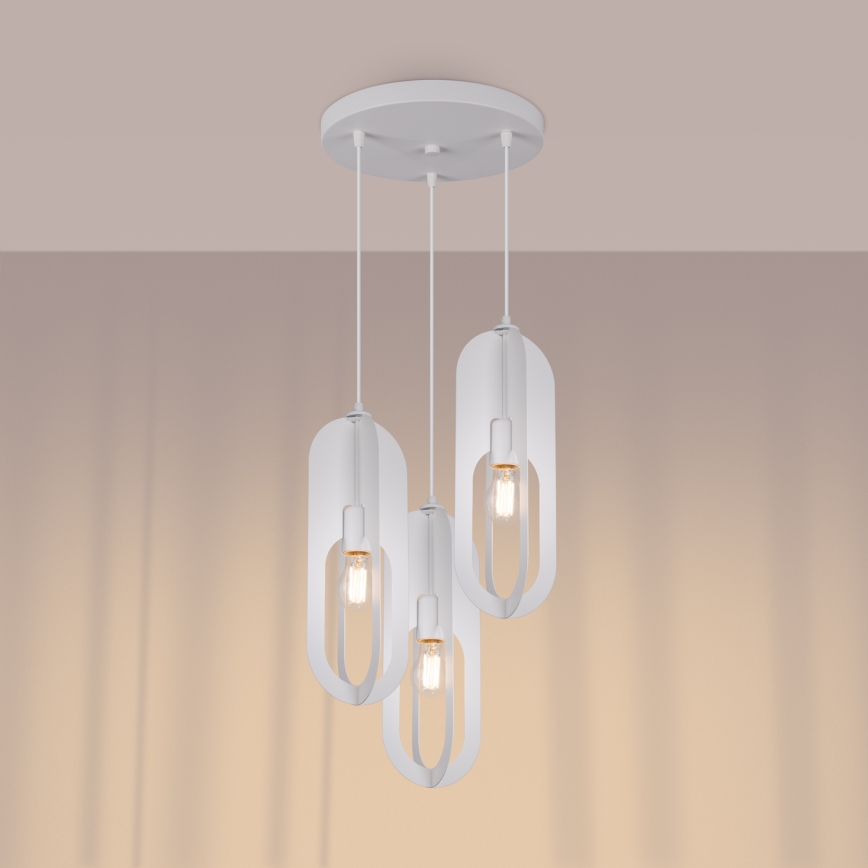 Lámpara colgante NICUS 3xE27/15W/230V blanco