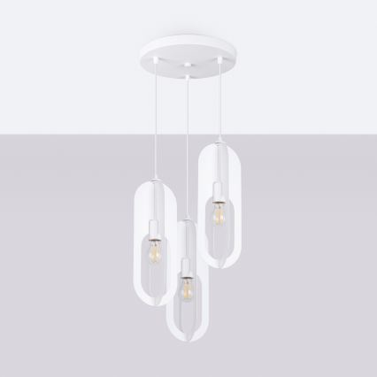 Lámpara colgante NICUS 3xE27/15W/230V blanco