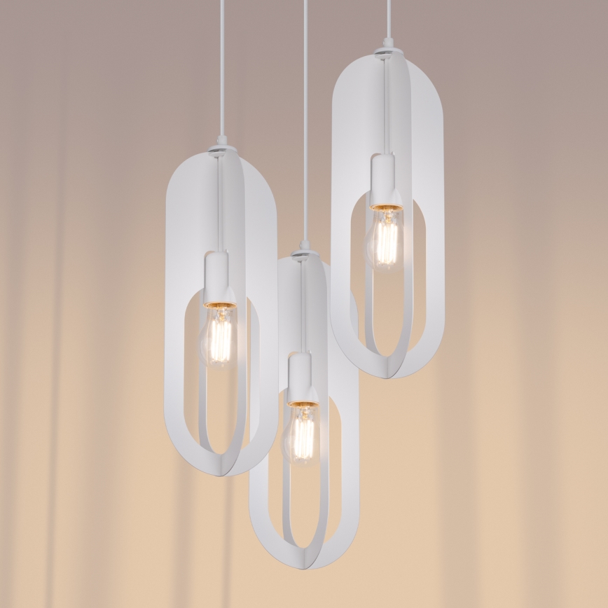 Lámpara colgante NICUS 3xE27/15W/230V blanco