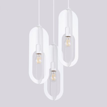 Lámpara colgante NICUS 3xE27/15W/230V blanco