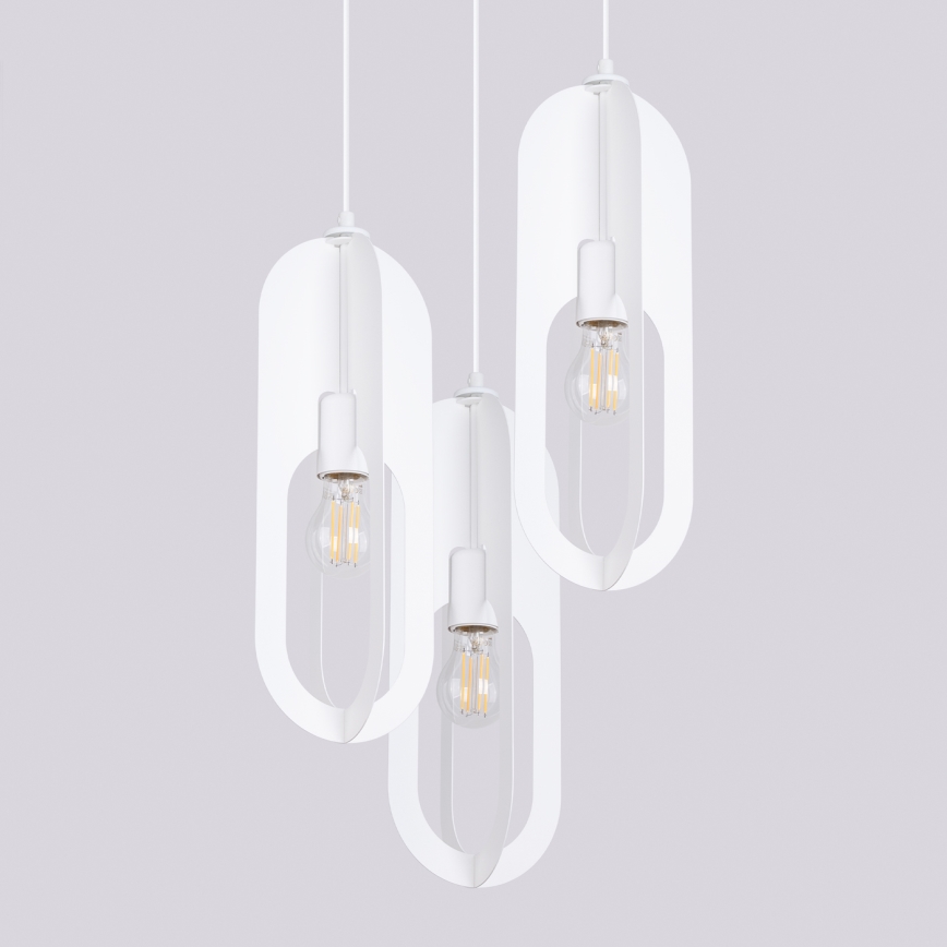 Lámpara colgante NICUS 3xE27/15W/230V blanco