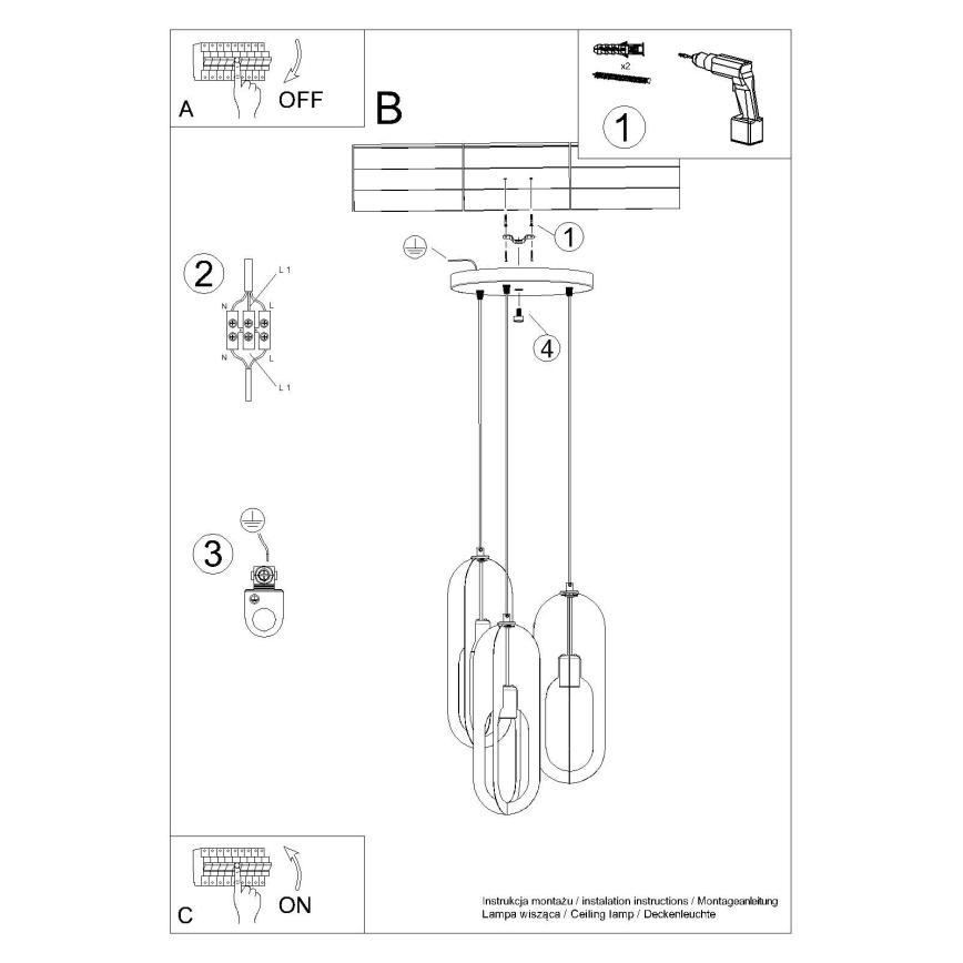 Lámpara colgante NICUS 3xE27/15W/230V blanco