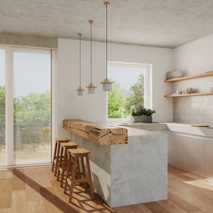 Lámpara colgante con cable MAB 1xE27/15W/230V Ø 22 cm hormigón/gris