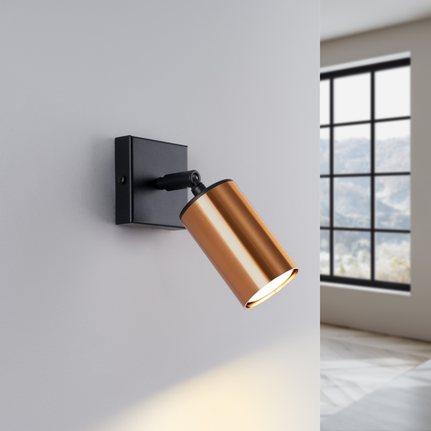 Foco de pared WINX 1xGU10/10W/230V negro/cobre