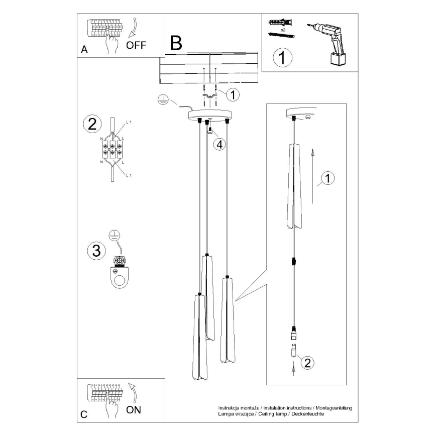 Lámpara colgante PRYSM 3xG9/8W/230V blanco