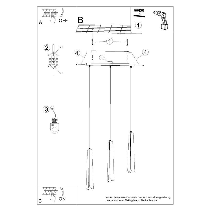 Lámpara colgante PRYSM 3xG9/8W/230V blanco