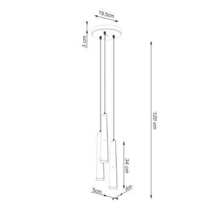 Lámpara colgante PRYSM 3xG9/8W/230V negro