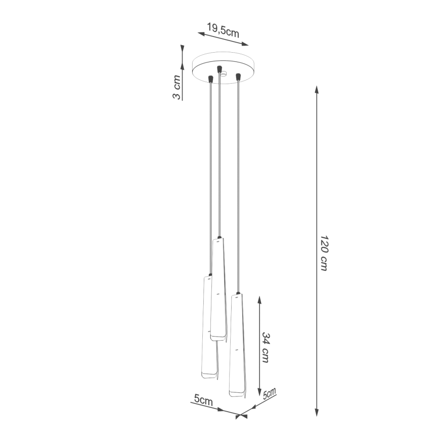 Lámpara colgante PRYSM 3xG9/8W/230V negro
