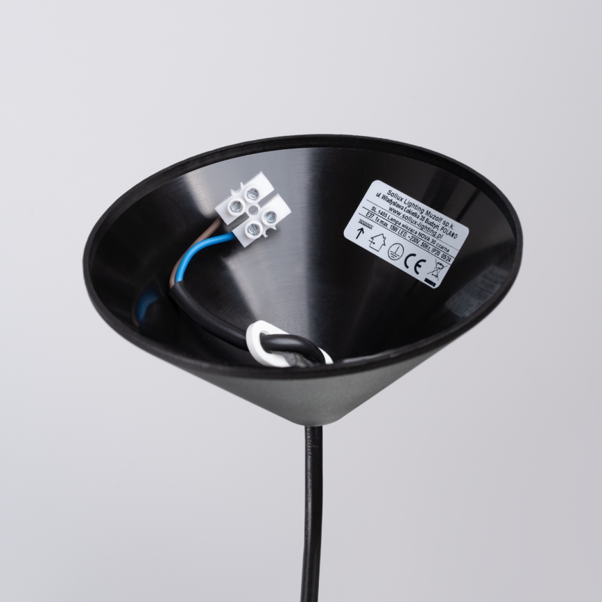 Lámpara colgante NOVA 1xE27/15W/230V diá. 30 cm negro