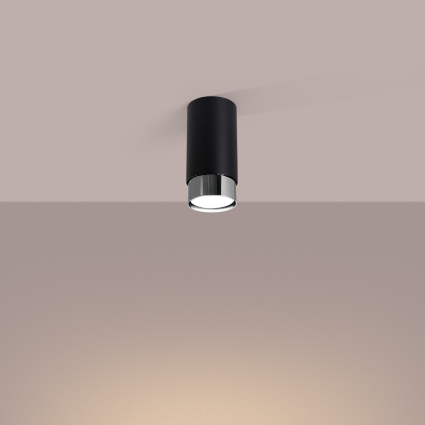 Foco NERO 1xGU10/10W/230V 12,5 cm negro/cromo brillante