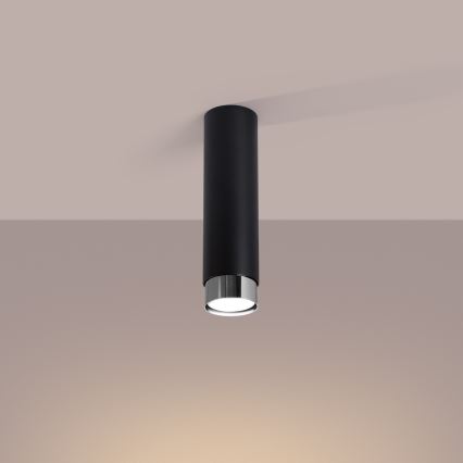 Foco NERO 1xGU10/10W/230V 22,5 cm negro/cromo brillante