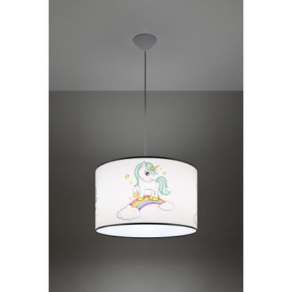 Lámpara colgante infantil UNICORN 1xE27/15W/230V diá. 40 cm unicornio