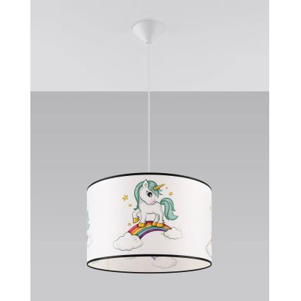 Lámpara colgante infantil UNICORN 1xE27/15W/230V diá. 40 cm unicornio