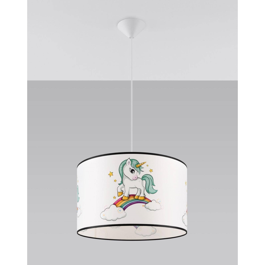 Lámpara colgante infantil UNICORN 1xE27/15W/230V diá. 40 cm unicornio