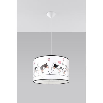 Lámpara colgante infantil CAT 1xE27/15W/230V diá. 40 cm gato
